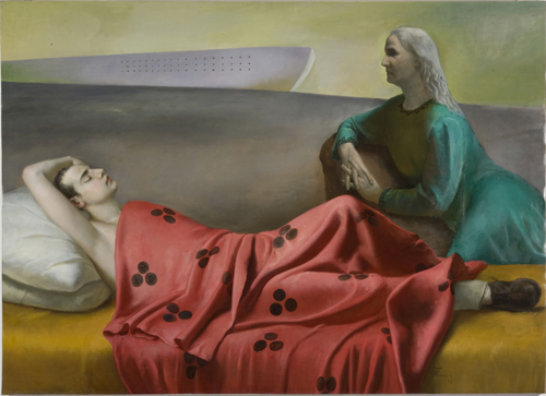Lino Frongia: Autoritratto con mia madre, 1996, olio su tela, , 175x130, 