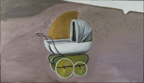 Lino Frongia: Il destino dorato della bambina Maria Sharapova, 2014, olio su tela, , 160x93cm, 