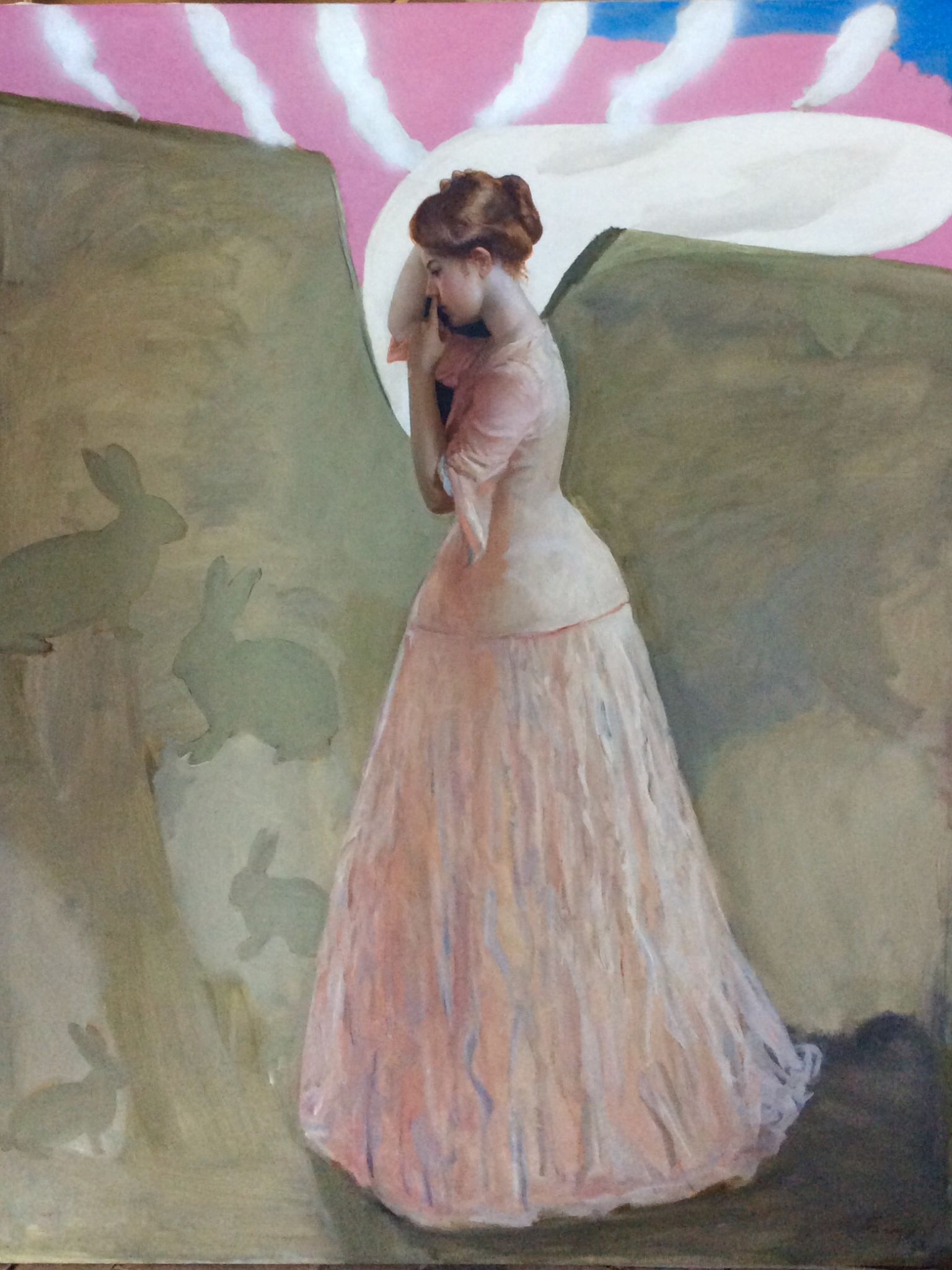 Lino Frongia: Le jeune fille en fleur, 2014, olio su tela, , 150x190cm, 