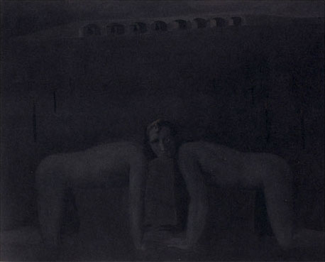 Lino Frongia: Muti esercizi in assenza di dolore, 2005, olio su tela, 130×160cm 