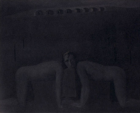 Lino Frongia: Muti esercizi in assenza di dolore, 2005, olio su tela, 130×160cm 