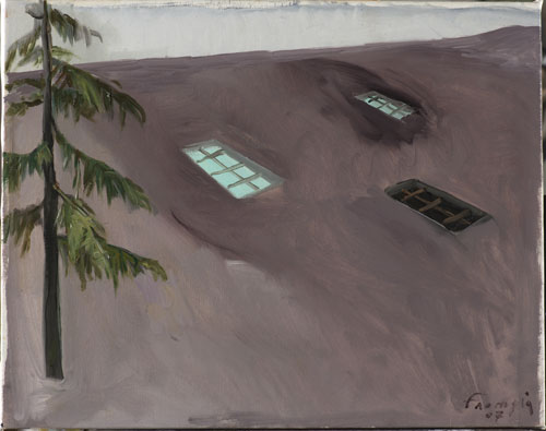 Lino Frongia: Paesaggio animato, 2007, olio su tela, , 36,5x29cm, 