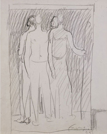 Lino Frongia: Senza titolo, 1995, matita su carta, , 30x24cm, 