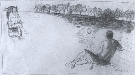 Lino Frongia: Senza titolo, 1996, matita su carta, , 45×80cm, 