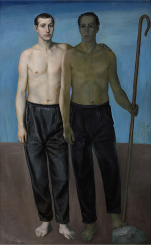 Lino Frongia: Uomo in ombra uomo in luce, 1990, olio su tela, , 85x134cm, 